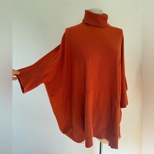 Michael Michael Kors Oversized Turtleneck Sweater Rust Dolman Sleeve Tunic Large